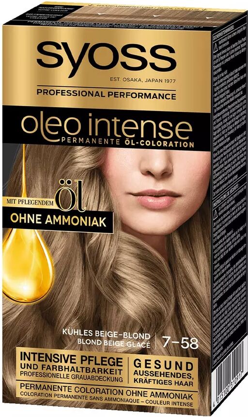 Syoss - Oleo Intense, permanente Öl-Coloration, Beige-Blond 7-58, 115 ml, - Kühles Beige-Blond