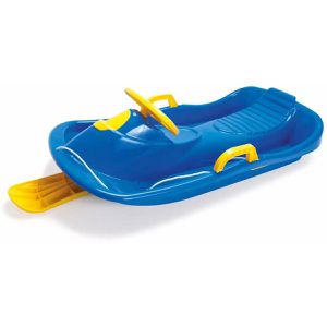 Dantoy Schlitten 6772 Lenkschlitten, blau, 95 cm, aus Kunststoff, mit Zugseil, Lenkrad & Bremse, bis 60 kg