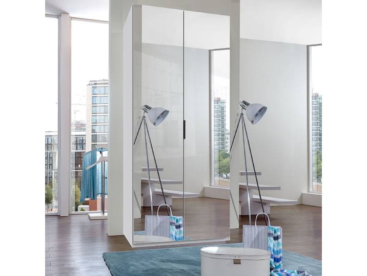 Armoire à portes pliantes 100cm Blanc/Blanc Classic Avec portes miroir