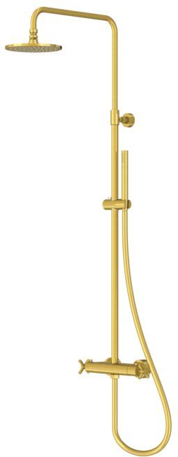 Steinberg Serie 250 Brause-Set 2502721BG mit Aufputz-Thermostatarmatur, Regen-/Handbrause, Brushed Gold