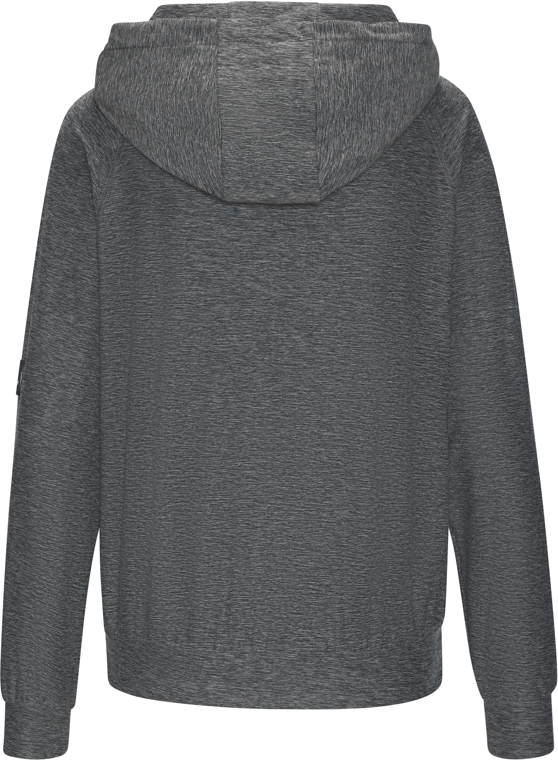 Kapuzensweatjacke, Damen, Gr. XS (32/34), grau (schwarz meliert), Materialmix, Obermaterial: 88% Polyester, 12% Elasthan, VIVANCE ACTIVE BY LASCANA, meliert, bequem hüftlang, ohne Ausschnitt, Sweatjacken Kapuzensweatjacke, mit geteilte Kängurutasche, Home