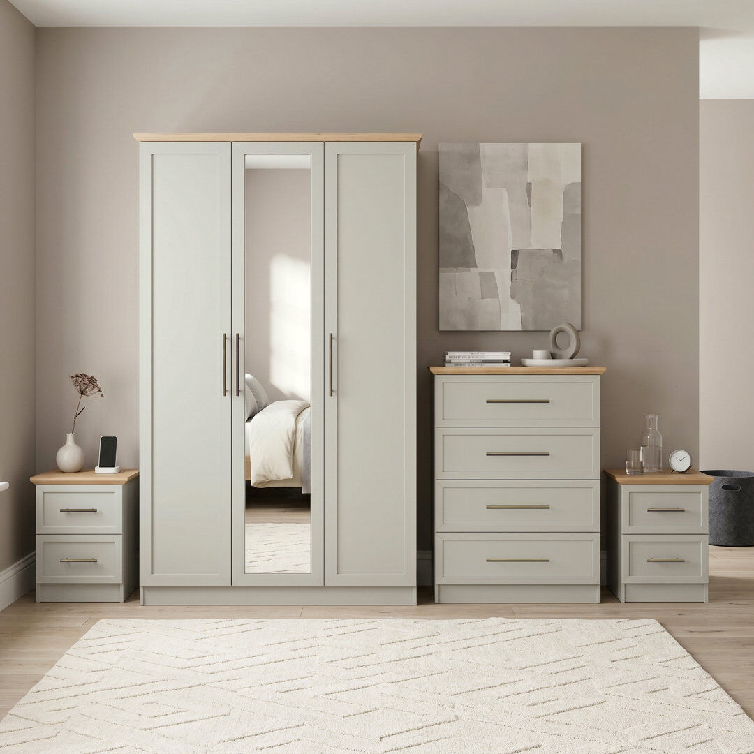 August Grove Arata 4 Piece Compact Bedroom Storage Set Light Grey