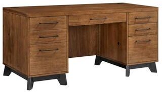 Martin Furniture Modern Wood Double Pedestal Executive Desk, Writing Table, Office Desk, Fully Assembled, Rich Medium Brown