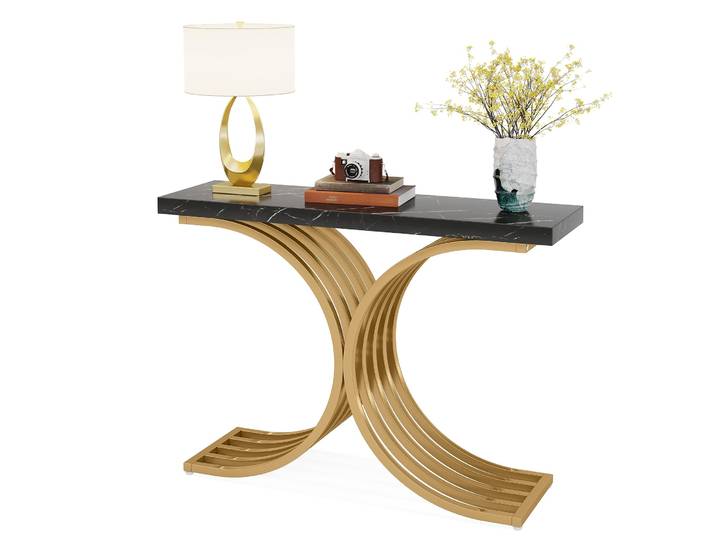 Tribesigns-Table Console Étroite, Table d'Appoint avec Cadre en Métal localité, 100x30x80 cm, Table de Couloir, Petite Table d'Exposition, Canapé