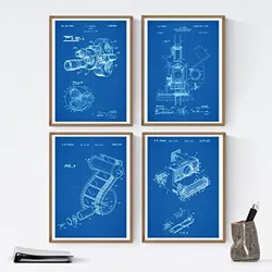 POSTER Set mit 4 Musikinstrument Patent A4 Rahmenlos