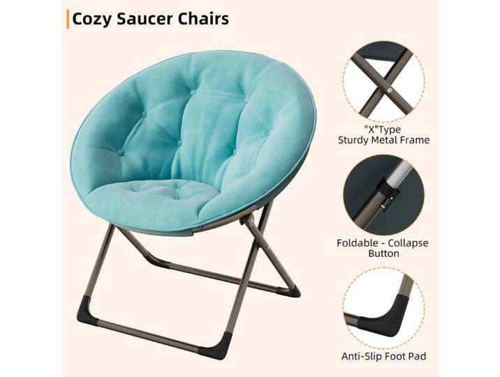 Chaise Relax - Fauteuil Rembourré Moderne - pour Salon/Bureau - Bleu
