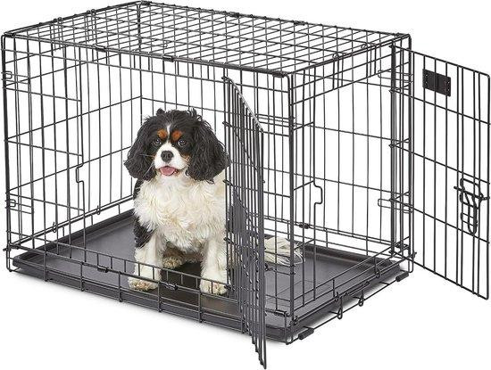 Midwest Homes for Pets Hondenkooi met dubbele deur - Zwart - 76 cm