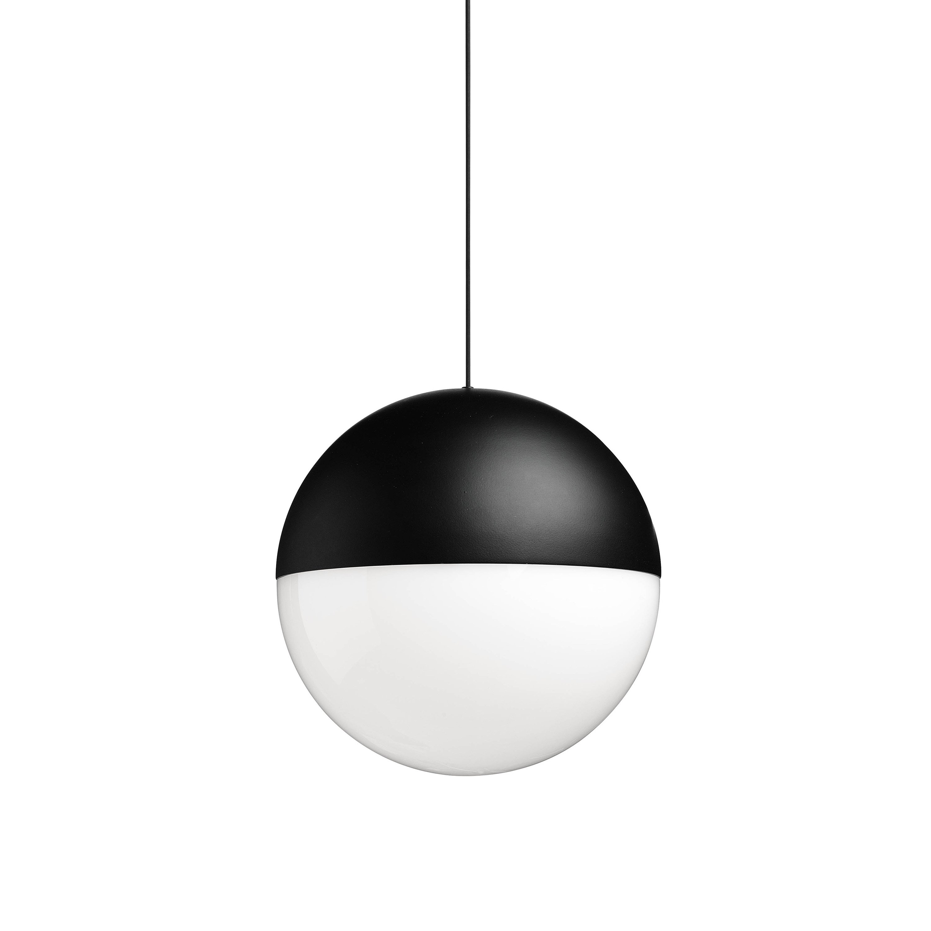 Flos String Light Kugelkopf Pendelleuchte (Baldachin (für Kabelauslass an der De... Baldachin (für Kabelauslass an der Decke / Wand) | 1 schwarzes Pendel (12m Kabel) F6482030+F6486030