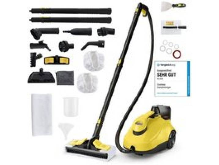 Nettoyeur Vapeur 2000W pour Punaises de Lit COSTWAY 5BAR-19 Accessoires-Réservoir 1 8L-Roue Universelle-160℃-Autonomie 35 min-Jaune