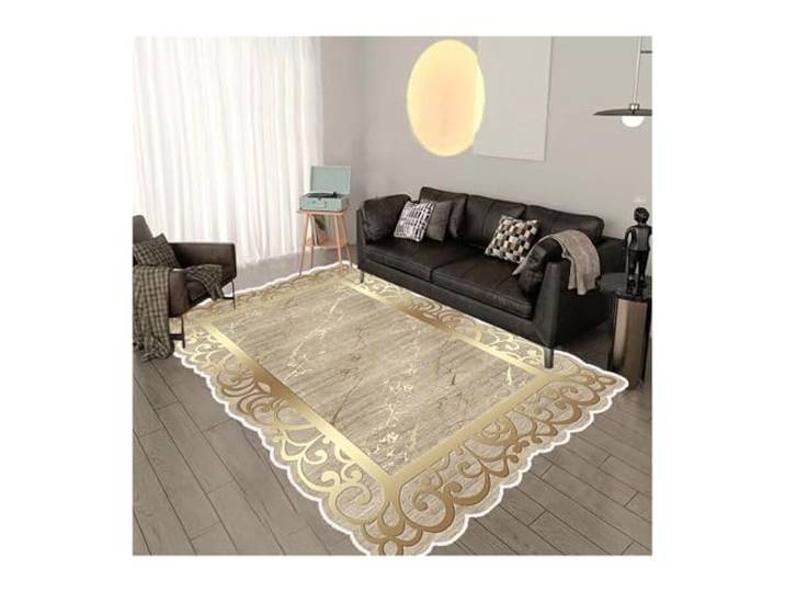 NJIEzhao Goldene unregelmäßige Teppichdekoration Heimteppiche For Wohnzimmer, waschbarer Schlafzimmerteppich, großflächige Sofa-Fußmatten(Color 5,200x300cm 78.7x118in)