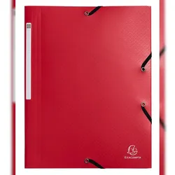 Exacompta 55705E 50x Sammelmappe A4 mit Gummizugverschluss und 3 Klappen, Recycling-PP, Kollektion Opak - Rot