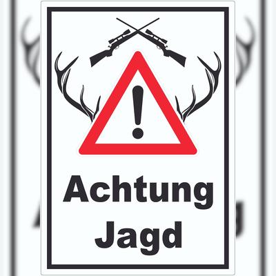 HB-Druck Achtung Jagd Gewehr Aufkleber A6 (105x148mm)