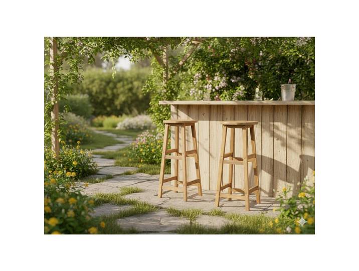 Barhocker-Set aus Akazie ca. 34x34x76 cm
