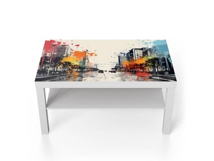 DEQORI Glastisch weiß groß 90x50 cm Motiv Urbane Farbwellen ausgefallener Beistelltisch aus Glas Hochglanz Couchtisch fürs Wohnzimmer moderner Couch Tisch mit Design