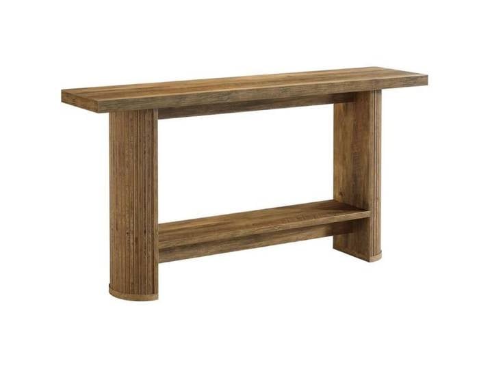 ELVORIN table console étroite 140 x 30 x 80 cm marron en bois d ingénierie avec tablette ouverte pour entrée ou salon