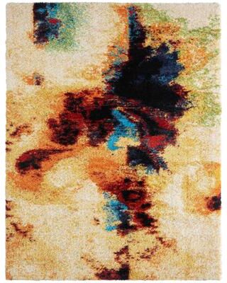 KALATY Zenith Abstract Shag Gold/Beige Area Rug