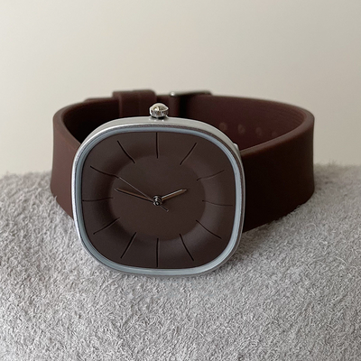 ModernMart Luxury Womens Square Face Watch With Silicone Strap Waterproof Quartz Timepiece brown