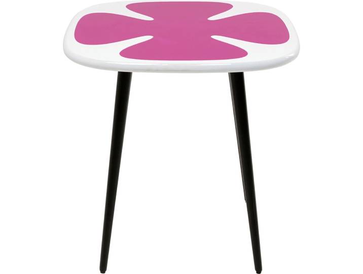 Table d'appoint carrée blanche fleur rose