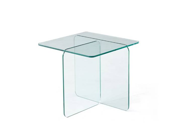 Table d'appoint design - verre trempé - bords lisses - décoratif - 45x45x51cm