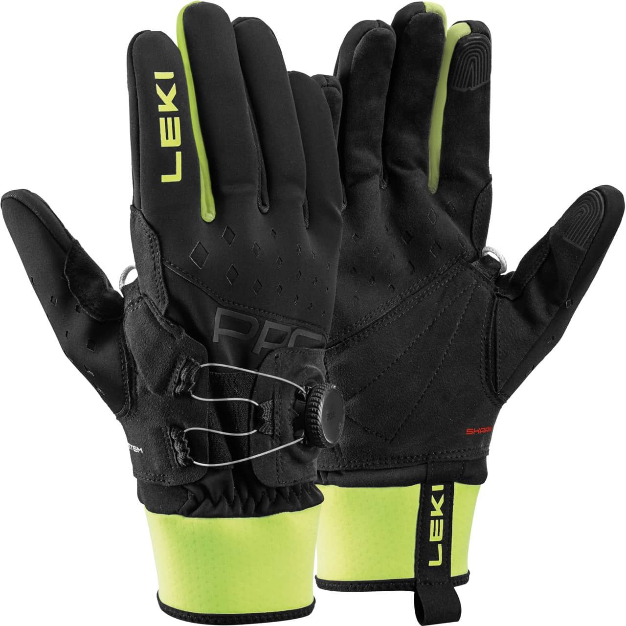 Leki Herren Handschuh BOA SHARK black/neon yellow - 9,0
