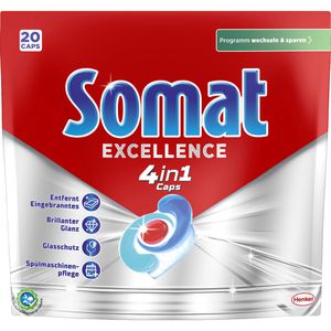 Somat Spülmaschinentabs Excellence 4in1 Caps, All-in-One, kraftvolle Tiefenreinigung, strahlender Glanz, 20 Tabs