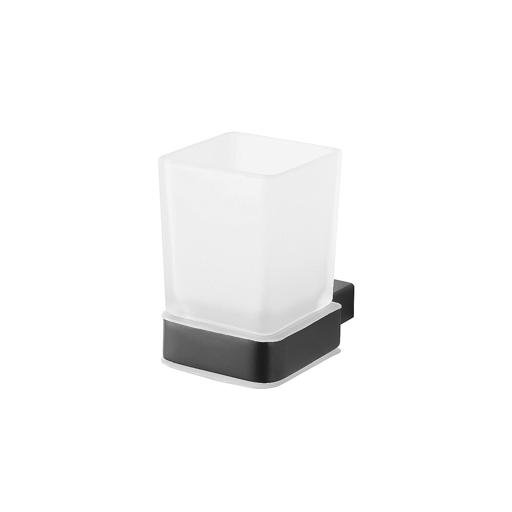Brillantbad BERO Glashalter mit Glas Messing Glas Schwarz 64x100x97 mm für Bad & Küche >> zum Bohren