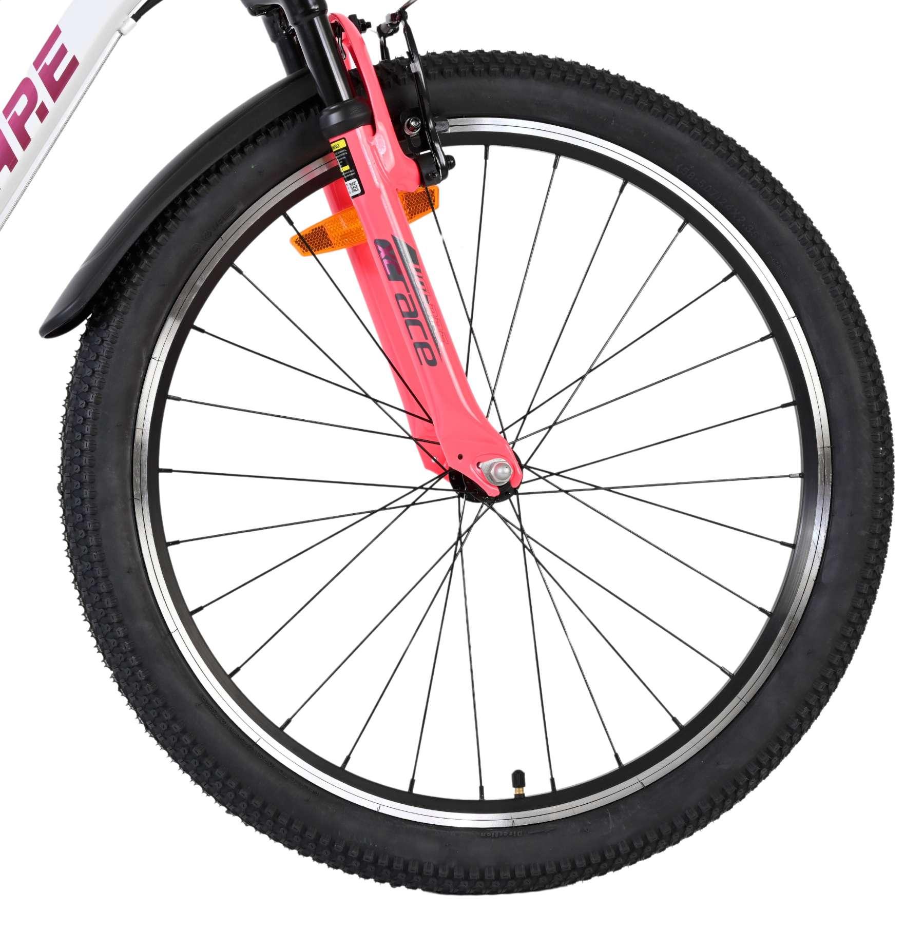 Volare XC Race Kinderfahrrad - 24 Zoll - Weiß-Rosa - 21 Gänge - Mit em Kabelschlösschen
