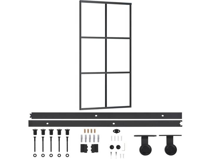 vidaXL Porte coulissante avec ferrure verre ESG & aluminium 102x205 cm