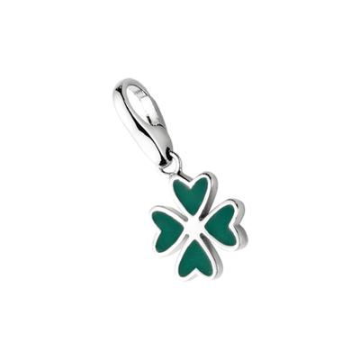 Charm-Einhänger "Kleeblatt grün, Silber 925", grün, GIORGIO MARTELLO MILANO, Charms, Damen, Silber 925 (Sterlingsilber)