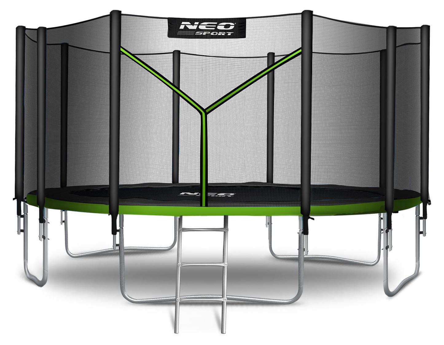Neo-Sport Gartentrampolin (465 cm) mit Sicherheitsnetz und Leiter
