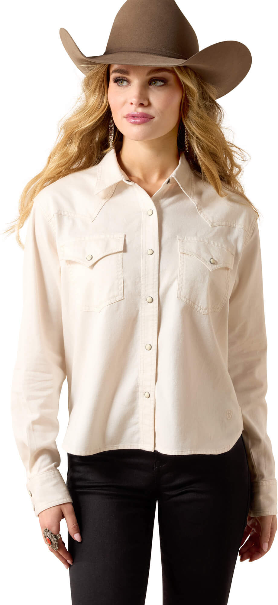 Women's Asheville Snap Shirt in Sea Salt, Size: XL by Ariat