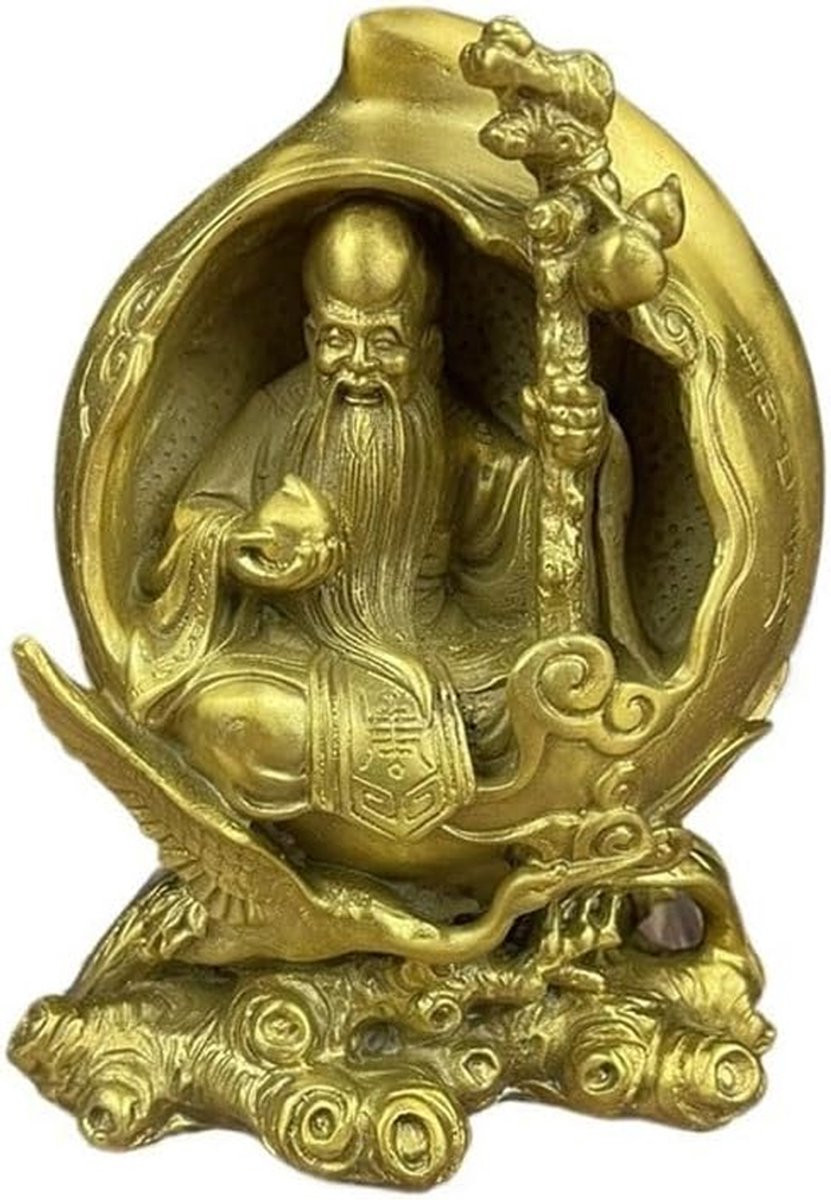 Handgemaakt koperkleurig Boeddhabeeld Feng Shui Ornament voor op tafel, Hoogte: 17 cm