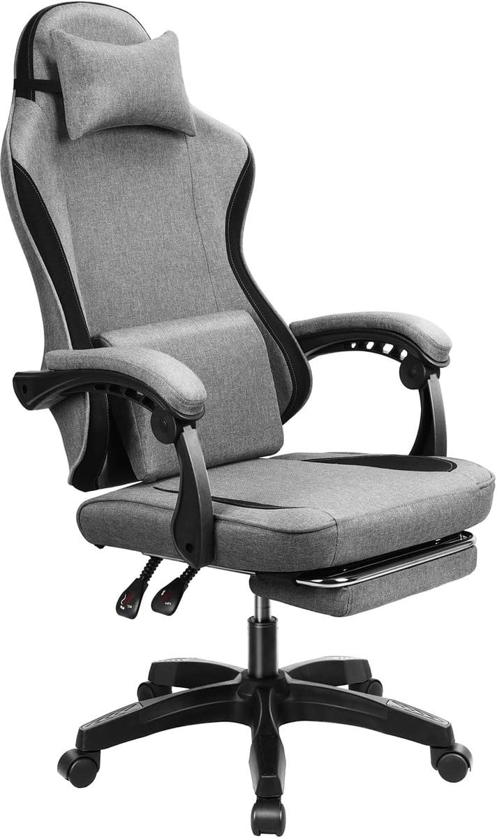 Comfortabele Gaming Stoel - Ergonomische Bureau Stoel met 360 graden draaibaarheid - Grijs