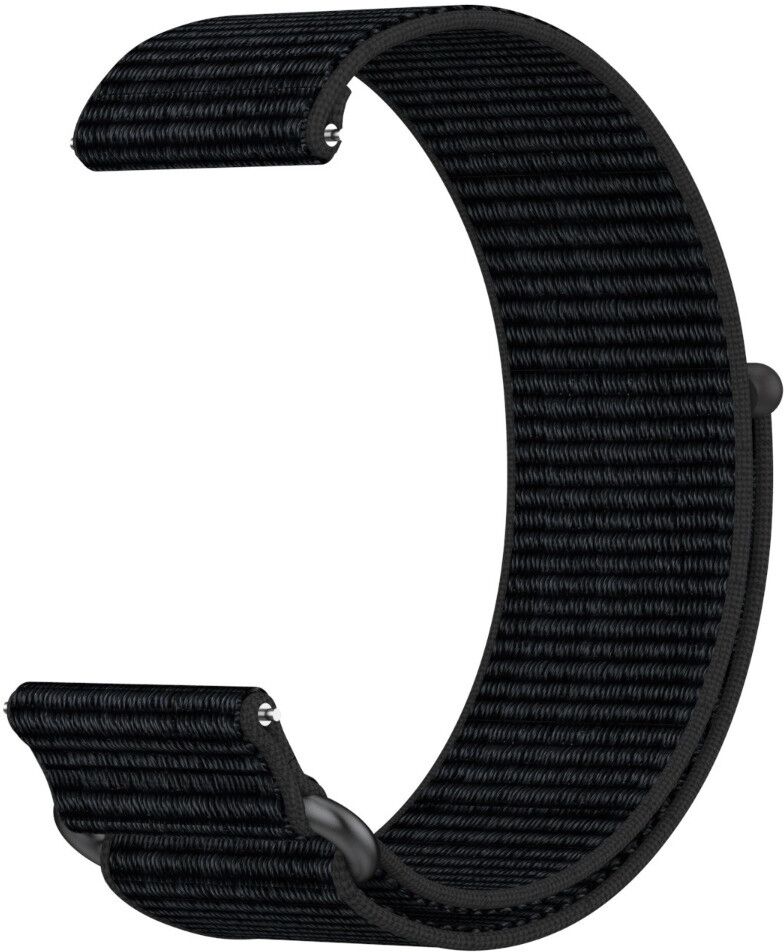 INF Universelles zweiteiliges Nylon-Uhrenarmband (ohne Steg) – Schnellverschluss, verstellbar mit Klettverschluss, kompatibel Schwarz