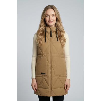 Steppweste ICEPEAK "AGRIA", Damen, Gr. 42, braun, Obermaterial: 100% Polyester, Westen Steppweste, wasserdicht, winddicht, mit fester Kapuze, in Daunenoptik