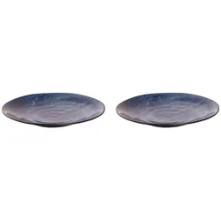 2 x palmer Kiryu Teller flach, sehr leichtes feines Porzellan, Ø  25,5 cm, tiefblau, weiche Form, handwerkliche Optik, für Menü, FrühStück