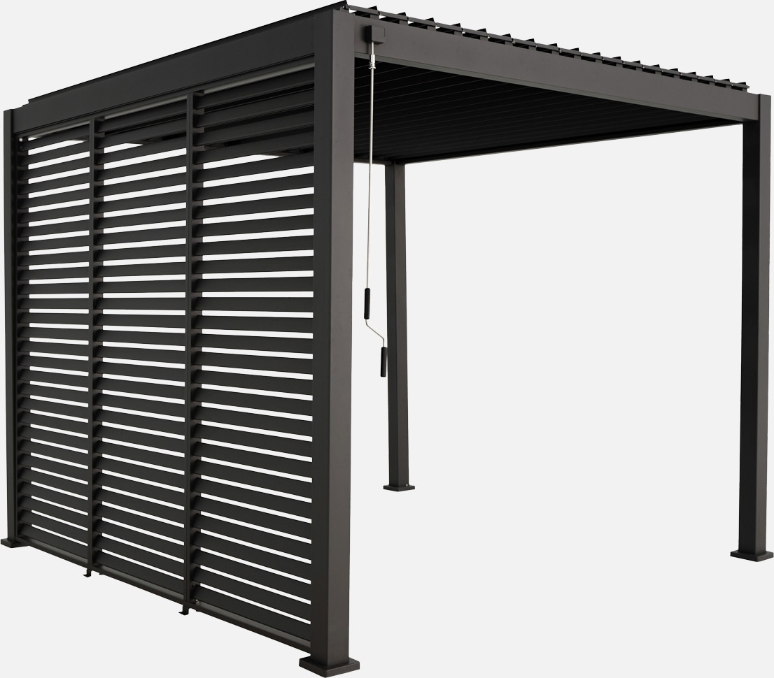 sweeek - Pergola mit Lamellendach Triomphe 3x3m V2 + 3 Lamellenwände 100cm - Anthrazit