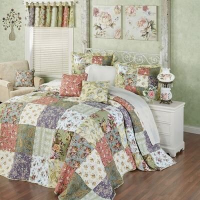 Greenland Trading Co. Blooming Prairie Bedspread Set Multi Cool, Full / Double, Multi Cool