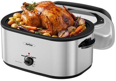 SUNVIVI 28QT/30QT Electric Roaster Oven with Non-Stick Pan & Viewing Lid, 150-450°F Multi-Function Countertop Cooker