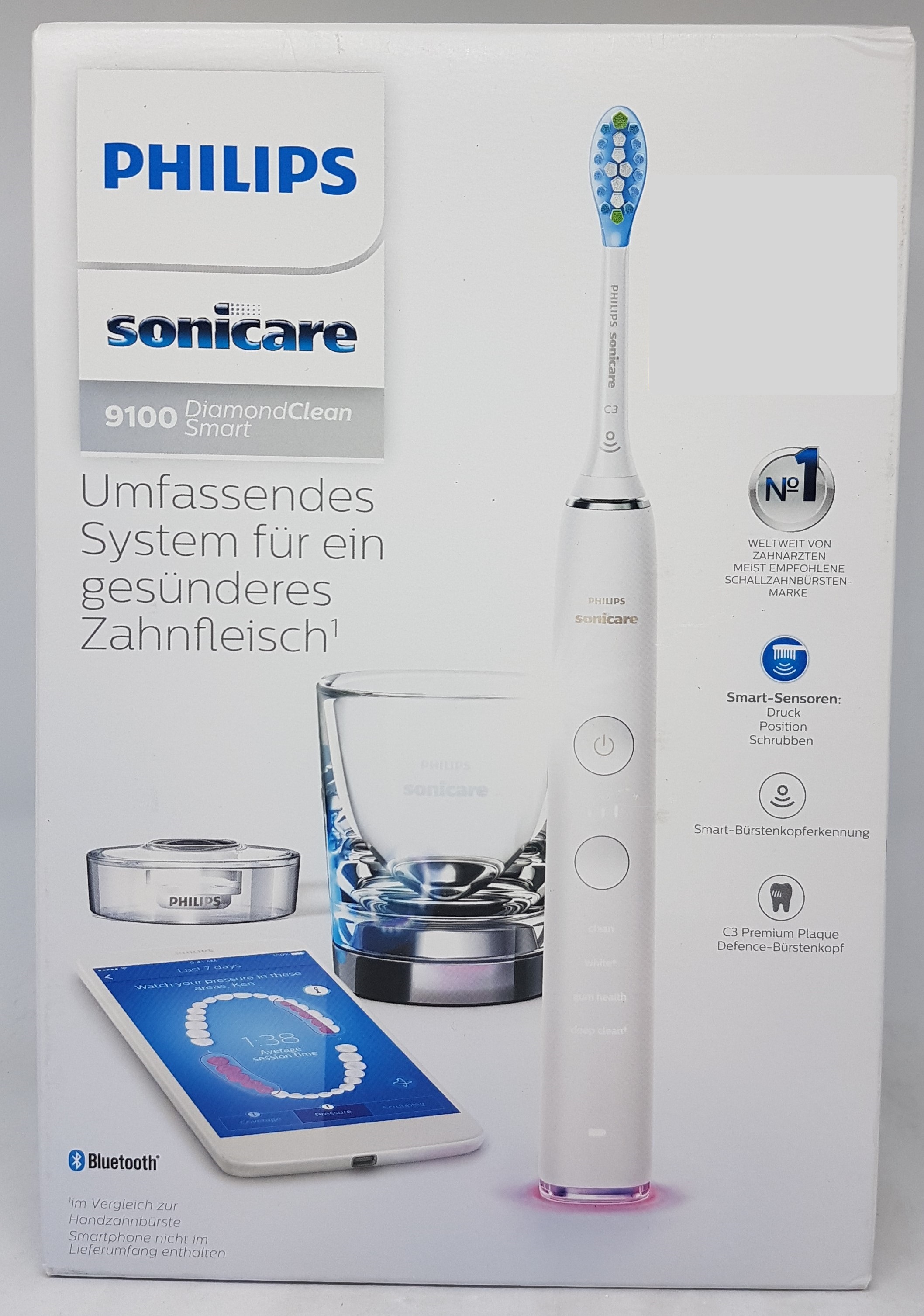Philips DiamondClean Smart HX9901/03 Elektrische Schallzahnbürste mit App, Erwachsener, Schallzahnbürste, Tiefenreinigung, Zahnfleischpflege, Whitening, Weiß, LED, Ergonomisch