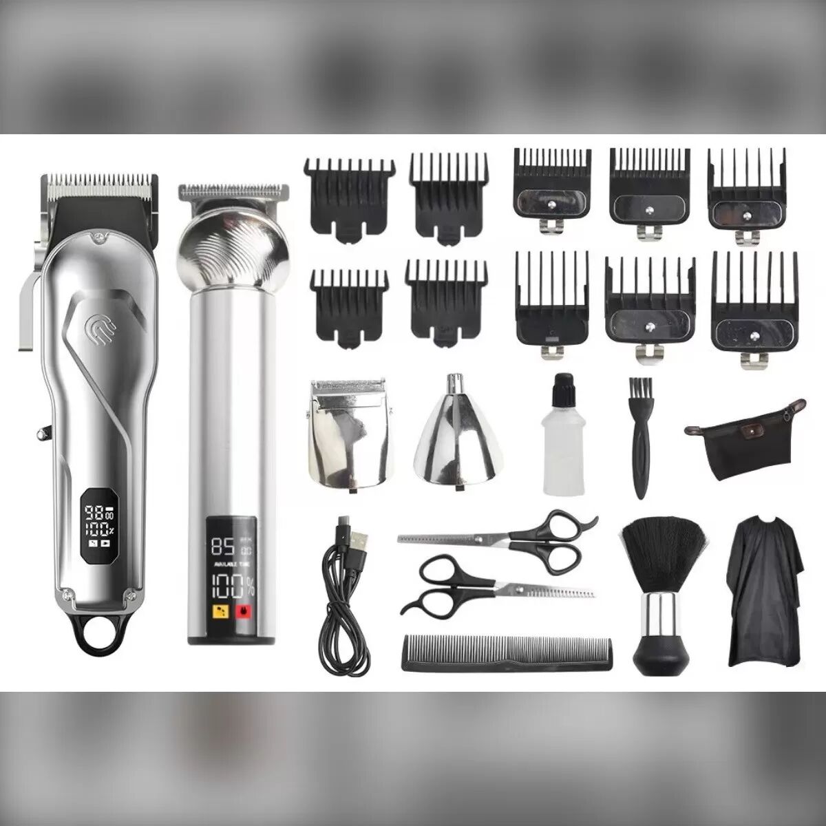 INF Tondeuse à cheveux professionnelle pour hommes - Tondeuse à cheveux sans fil rechargeable avec écran numérique