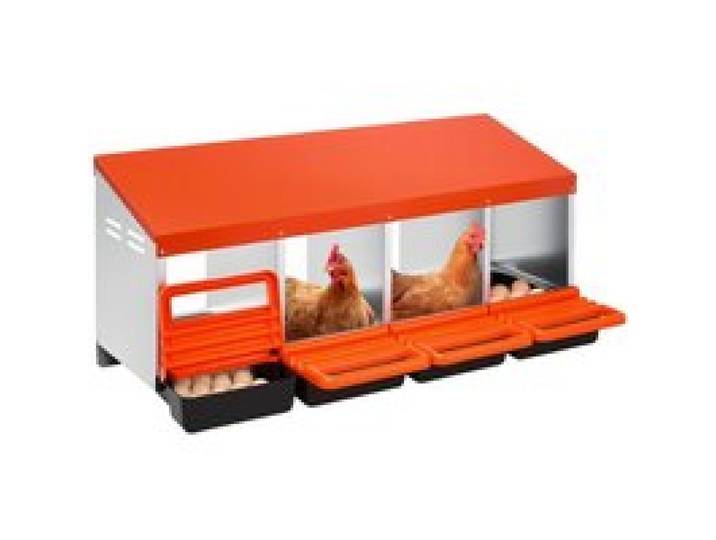 VEVOR Pondoir à Poules 4 Compartiments Nichoir à Poule en Acier Galvanisé et Plastique Haute Résistance pour Différentes Races de Poules, avec Plateau Incliné Espace Ponte Spacieux, 106x52,5x47,5 cm