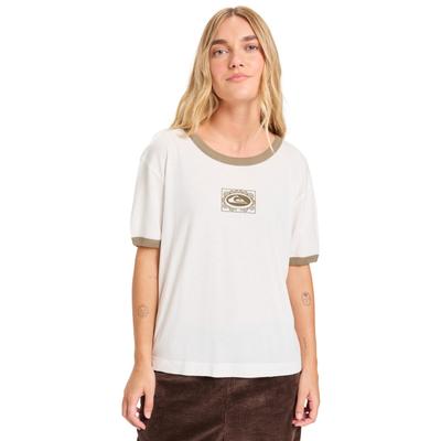 Rundhalsshirt QUIKSILVER "Ringer Screen", Damen, Gr. XS, weiß, Obermaterial: 60% Baumwolle, 40% Modal., Shirts Rundhalsshirt