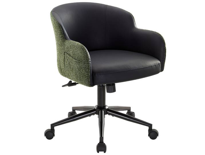 Iwmh Chaise De Bureau\, Chaise Pivotante Réglable En Hauteur\, Chaise Ergonomique Pour Coiffeuse\, Bureau\, Chambre À Coucher - Similicuir - Noir