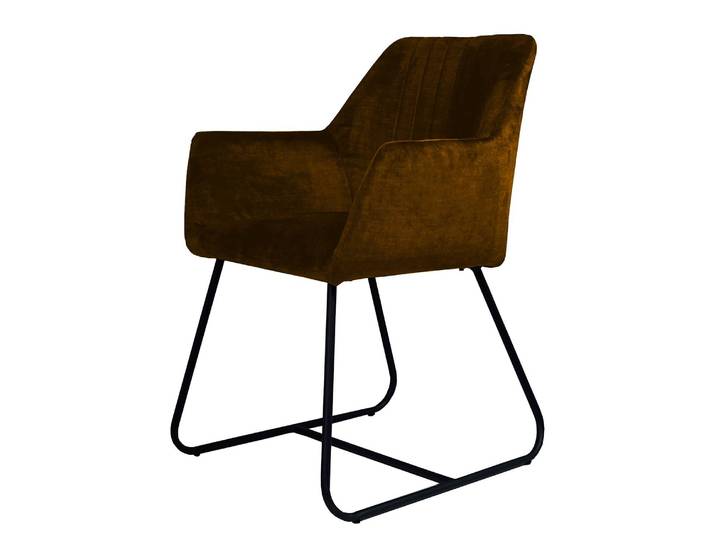 Chaise à accoudoirs Kermat 60 x 80 x 64cm Marron/Marron