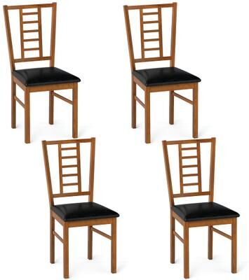 Costway PU Leather Upholstered Wood Dining Chairs Set of 4-Walnut