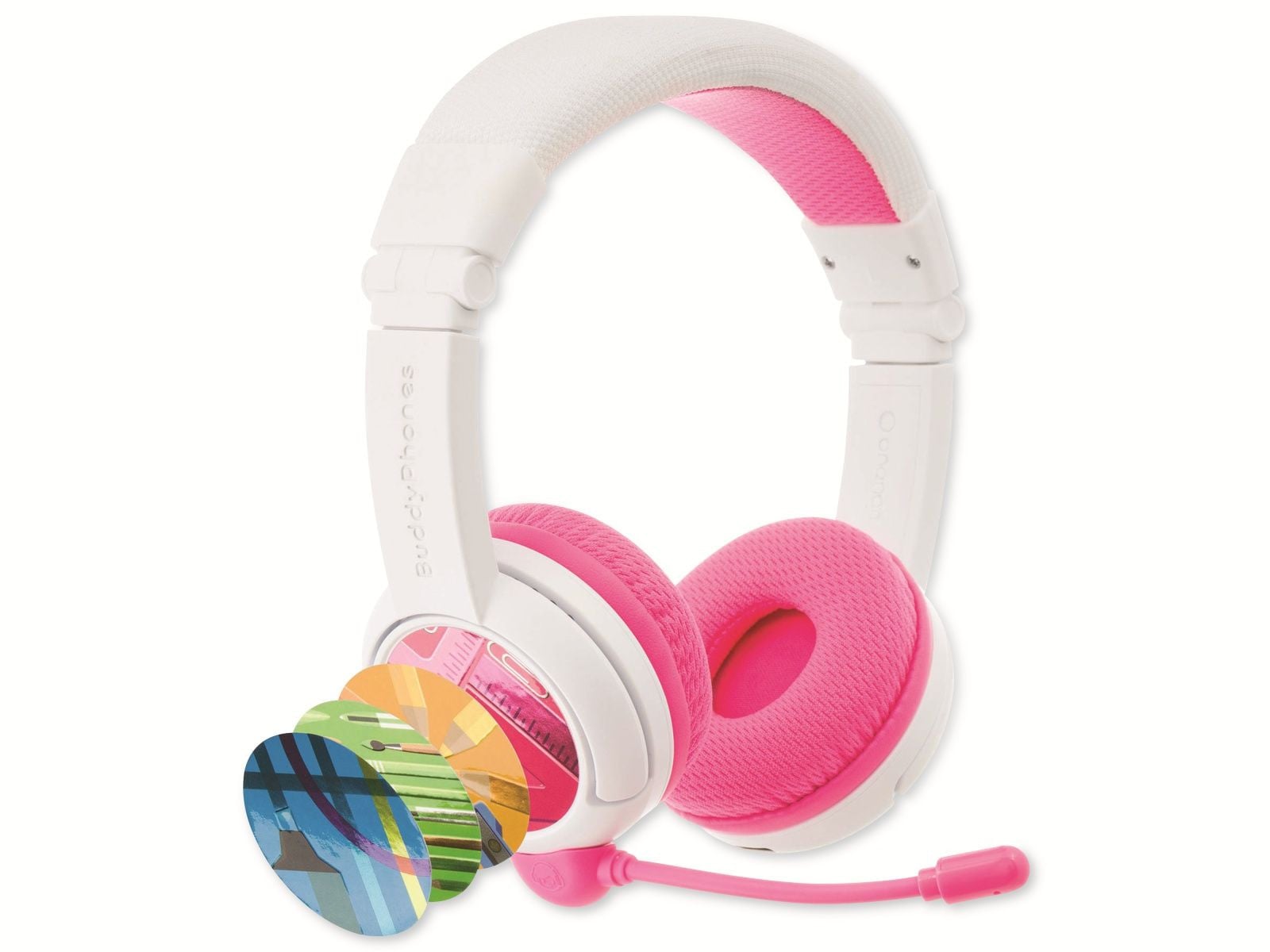 BuddyPhones hoofdtelefoon voor kinderen met Bluetooth en microfoon, roze