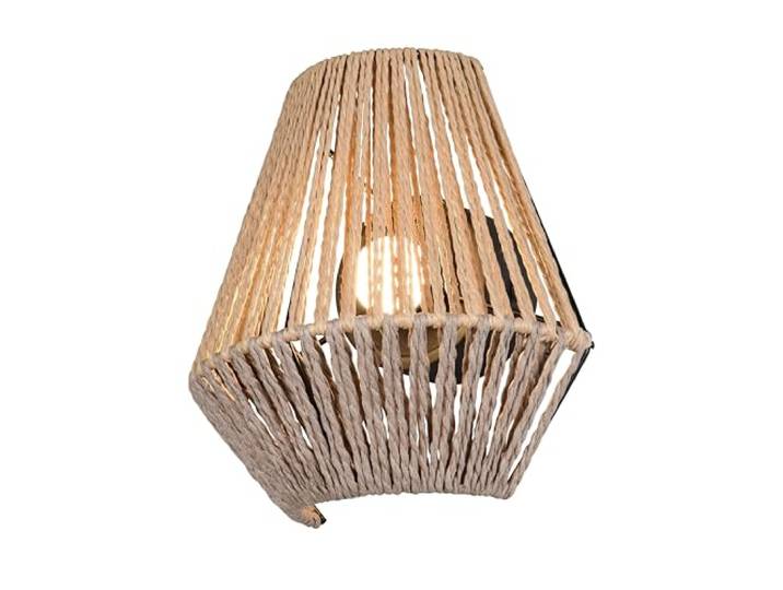 Reality Leuchten LED Akku Wandleuchte Lira R25991126, Metall Schwarz matt, Schirm Papiergarn braun, inkl. 1.5 Watt LED, 4-fach Touch