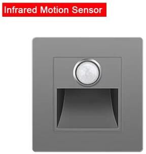 Inspire Select 3W Recessed LED Stair Step Light With Infrared Motion Sensor Indoor & Outdoor Wall Lamp For Stairs, Hallways & Bedroom motion Sensor Gray