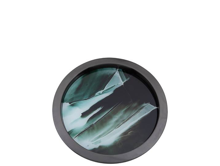 Tablett FINK TOLERANCE , schwarz (grünweiß), H:2,5cm Ø:40,5cm, Tabletts, Tablett